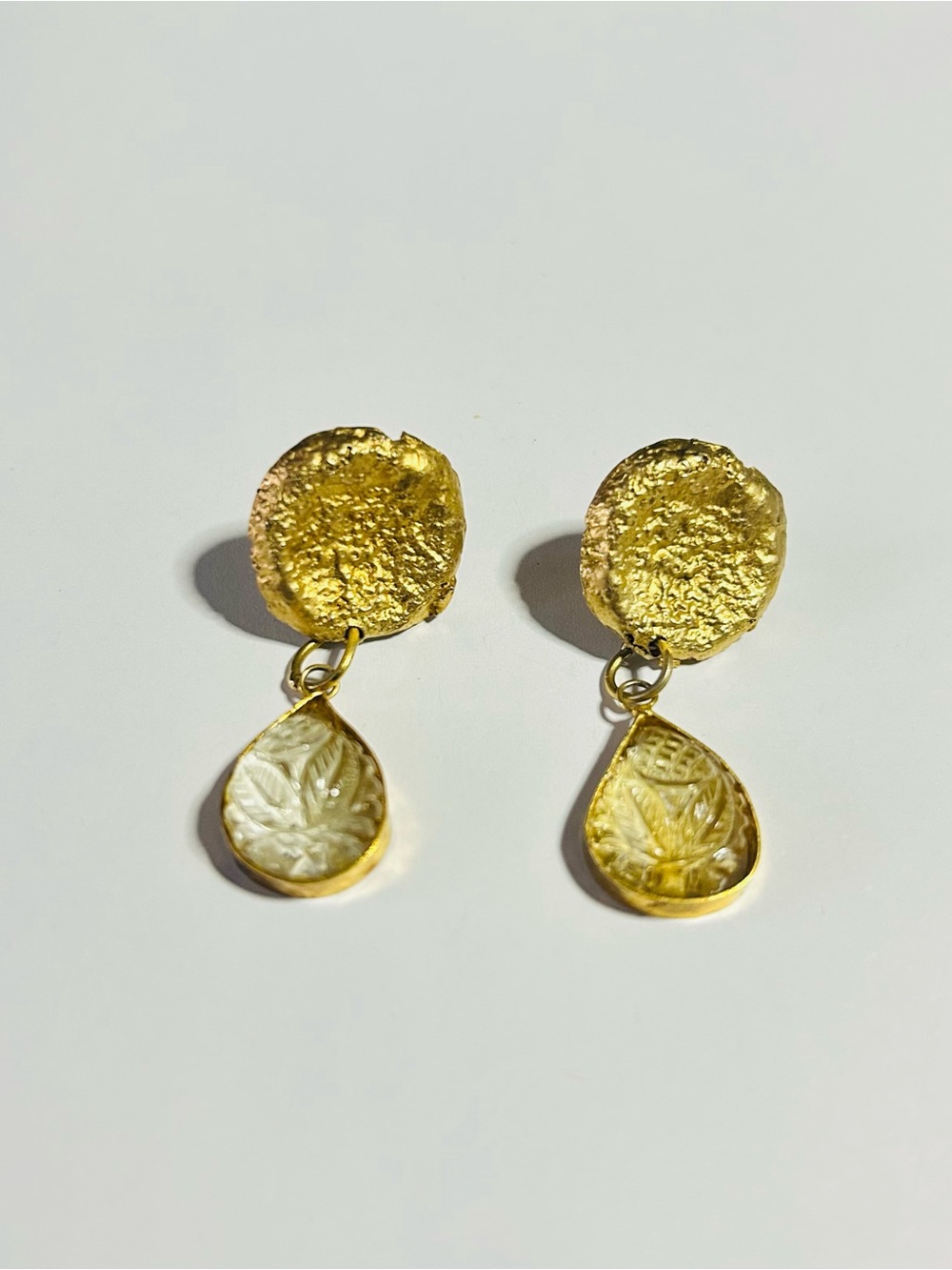 Translucent DropGold Disc Earrings